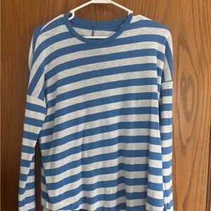 Blue and White Striped Long Sleeve Shirt